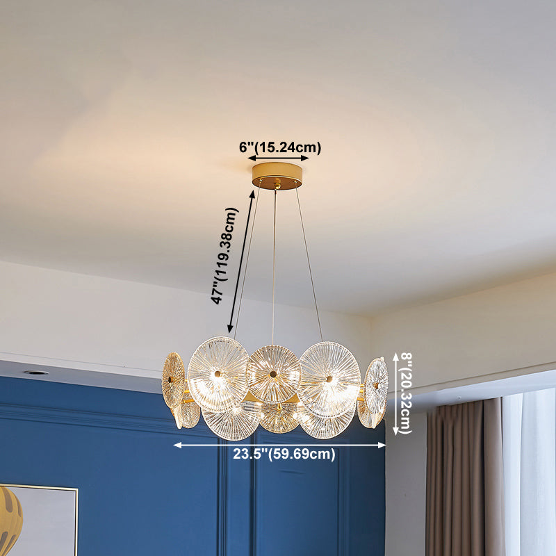 Gol Cercle Chandelier Modern Multi Light Hanging Light avec verre pour chambre à coucher