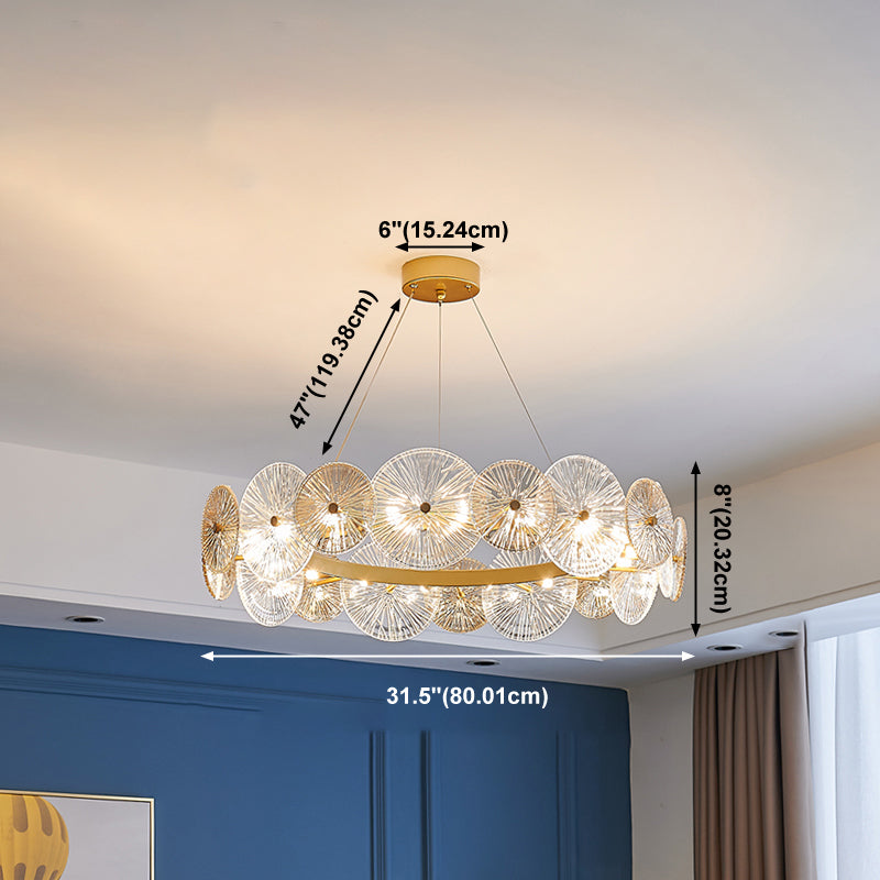 Gol Cercle Chandelier Modern Multi Light Hanging Light avec verre pour chambre à coucher