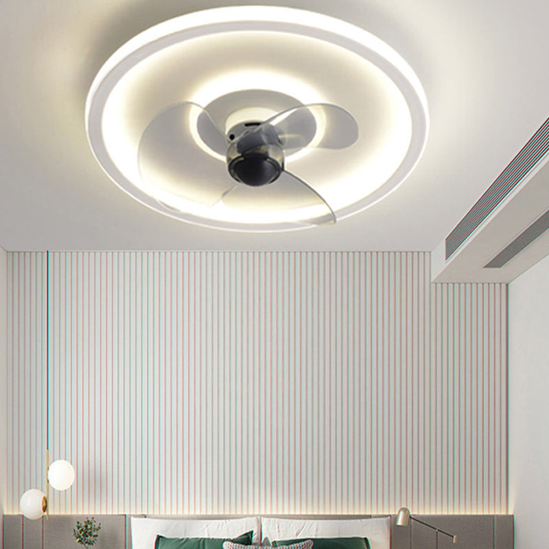 Circular Dinner Ceiling Fan Light Metal Minimalist LED Flush Mount Ceiling Lighting