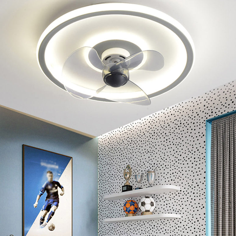 Circular Dinner Ceiling Fan Light Metal Minimalist LED Flush Mount Ceiling Lighting