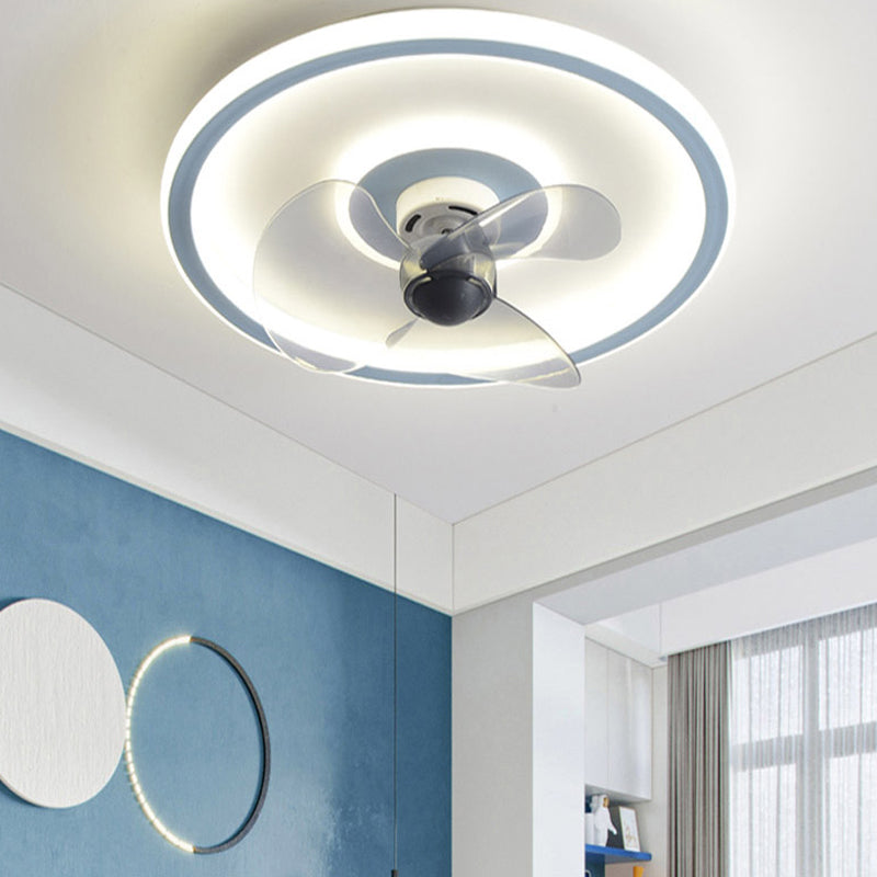 Circular Dinner Ceiling Fan Light Metal Minimalist LED Flush Mount Ceiling Lighting