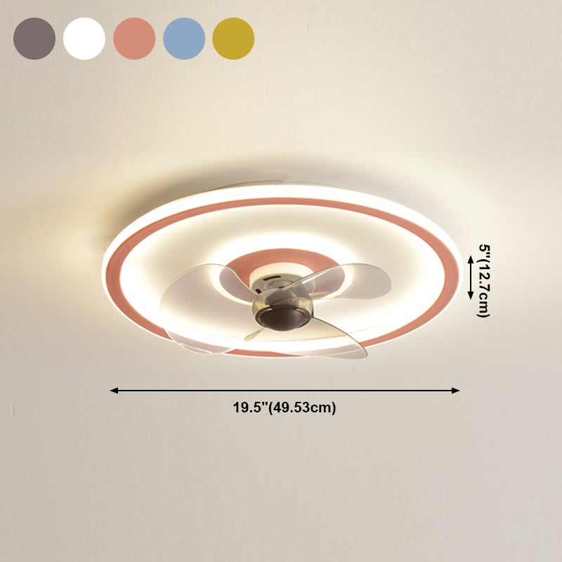 Circular Dinner Ceiling Fan Light Metal Minimalist LED Flush Mount Ceiling Lighting