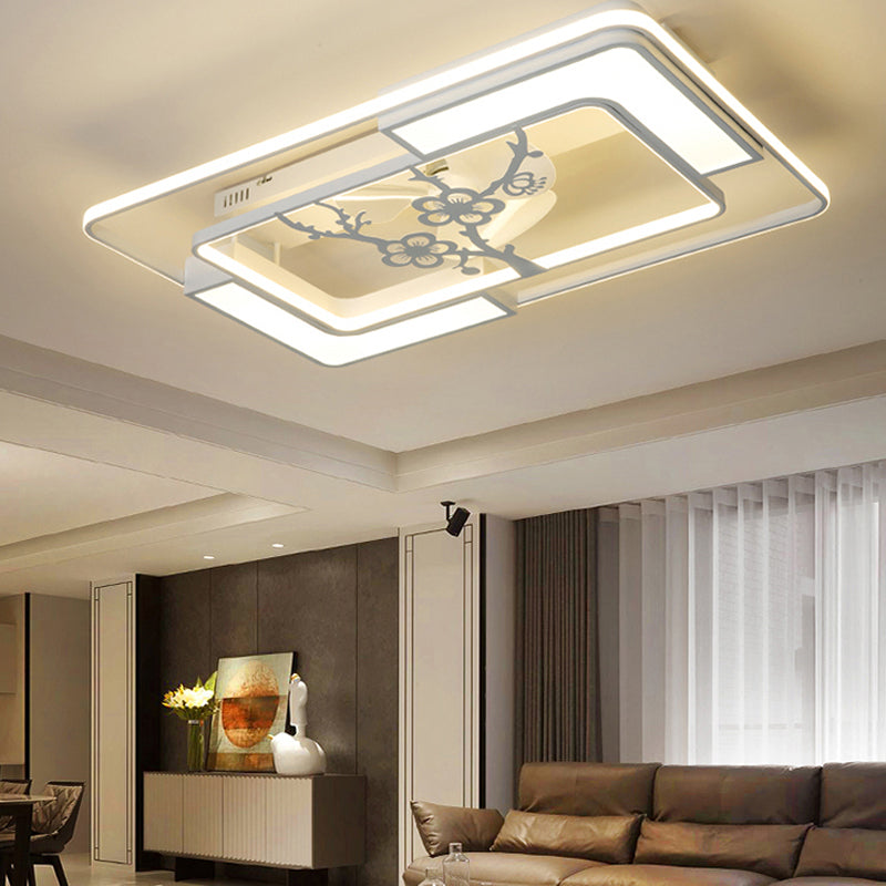 Modern Ceiling Fan Lamp Nordic Acrylic Bedroom Living Room Semi Flush Mount Ceiling Light