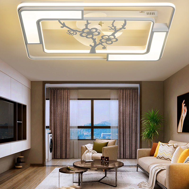 Modern Ceiling Fan Lamp Nordic Acrylic Bedroom Living Room Semi Flush Mount Ceiling Light