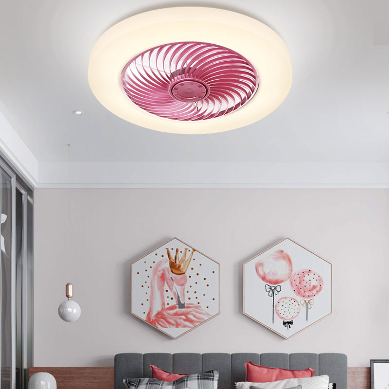 Round Flush Mount Ceiling Fan Light Minimalist Bedroom Living Room Ceiling Mount Light