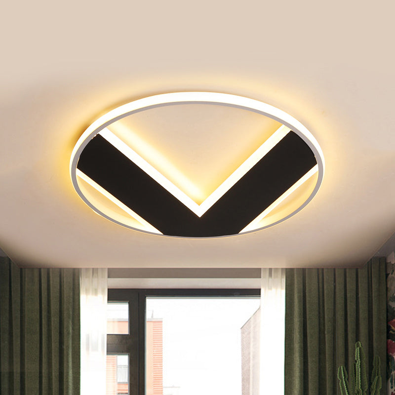 16"/19.5"/25.5" V-Shaped Ceiling Light Modern Acrylic Black Creative Bedroom Lighting Fixture, Warm/White