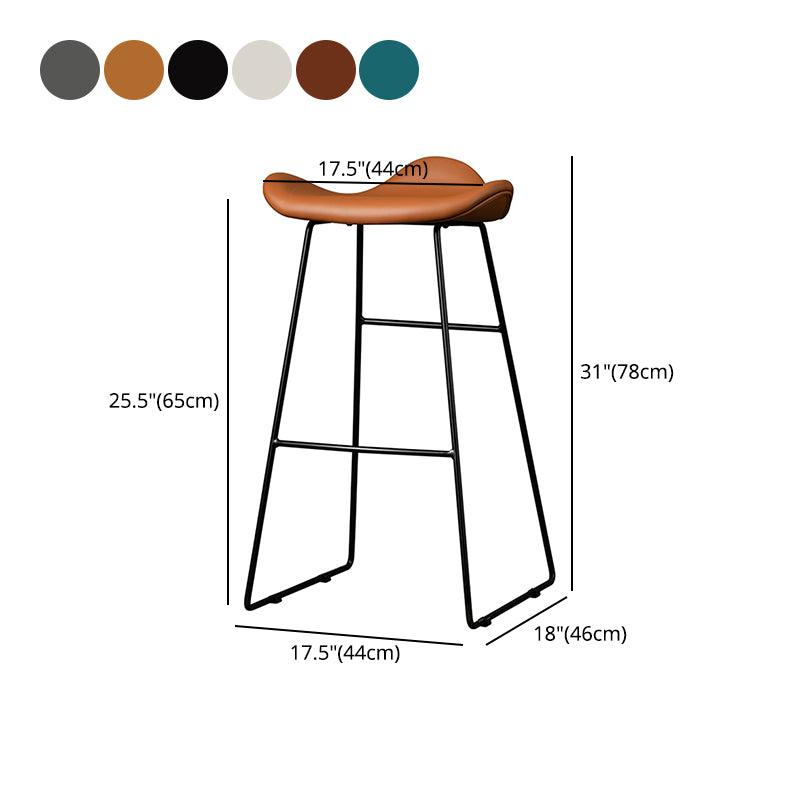 Taburete alto de barras acolchado sin espalda de hierro negro taburete alto interior con asiento de cuero