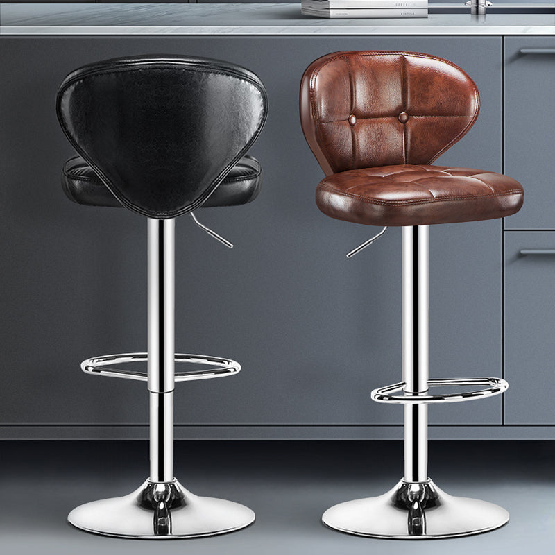 Leerstijlleren gestoffeerde barstool Verstelbare Hoogte Swivel Bar Stool