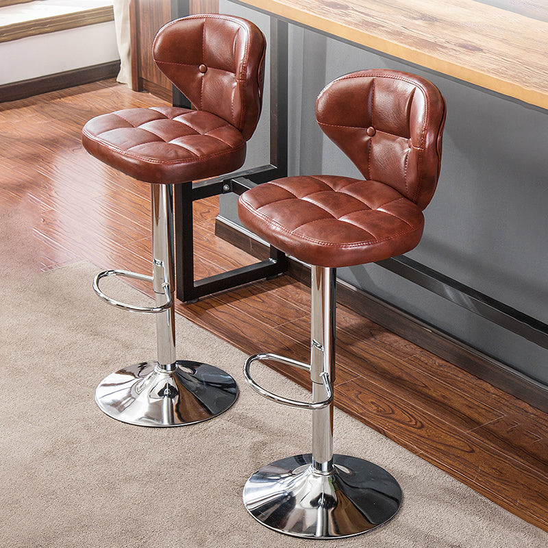 Leerstijlleren gestoffeerde barstool Verstelbare Hoogte Swivel Bar Stool