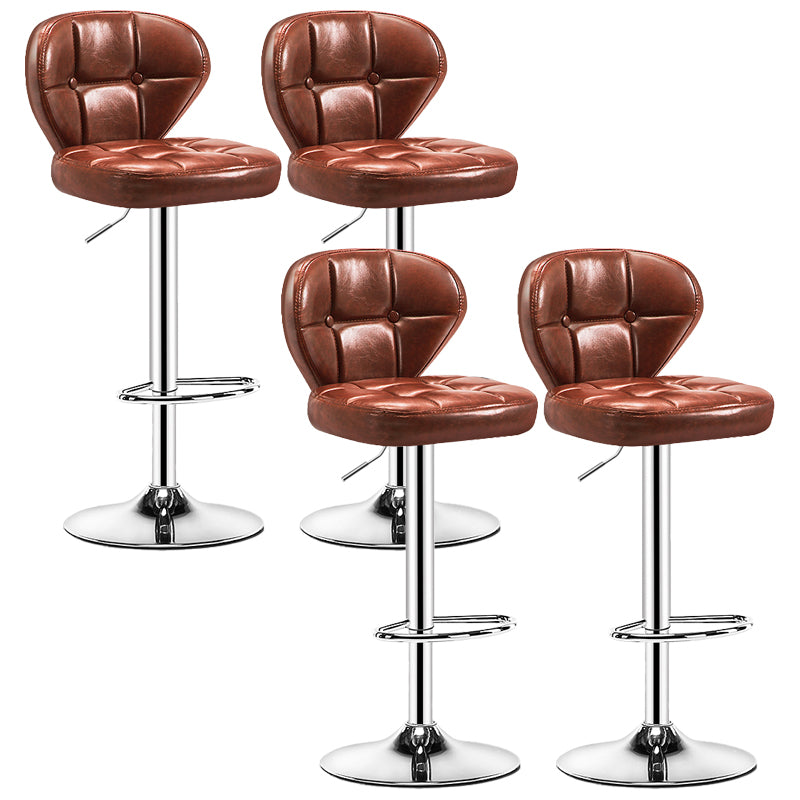 Nordic Style Leather Upholstered Barstool Adjustable Height Swivel Bar Stool