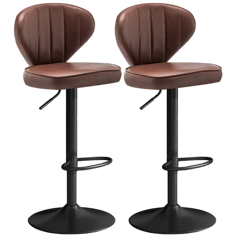 Nordic Style Leather Upholstered Barstool Adjustable Height Swivel Bar Stool