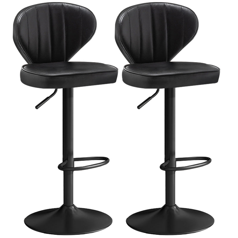 Nordic Style Leather Upholstered Barstool Adjustable Height Swivel Bar Stool