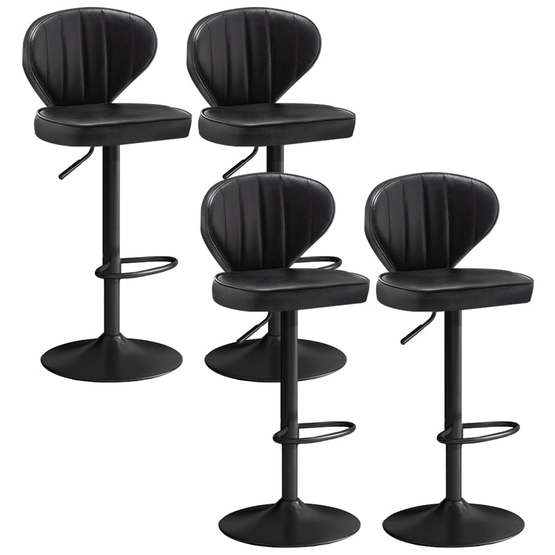 Nordic Style Leather Upholstered Barstool Adjustable Height Swivel Bar Stool