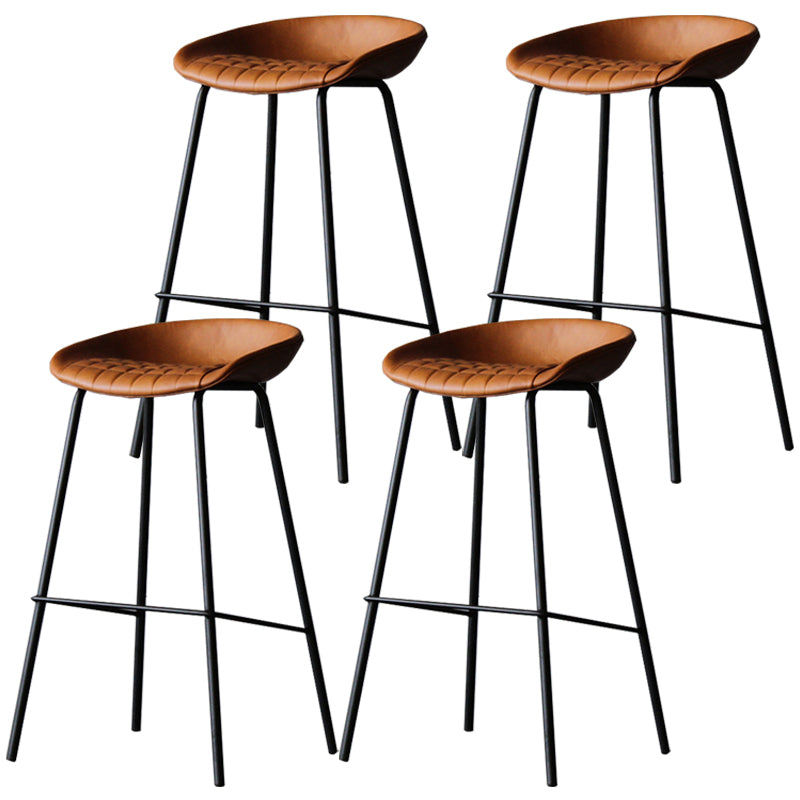 Industrial Leather Distressed Quilted Barstool Indoor Tall Stool with Bucket Seat