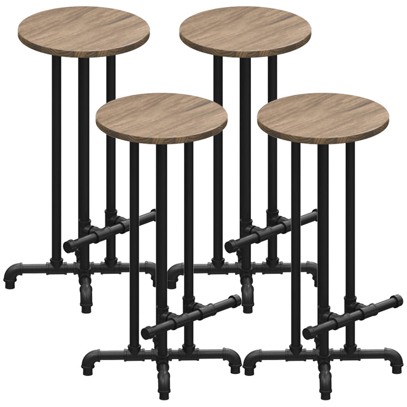 Wood Iron Bar Stool Industrial Style Backless 28.74" H Counter Stool with  Round Seat