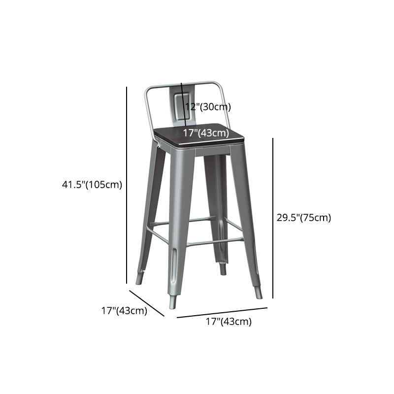 Tabouret de bar en fer argenté Style industriel tabouret de comptoir arrière avec siège carré