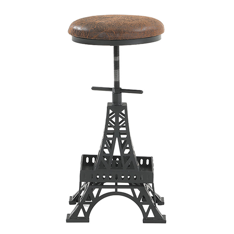 Industrial Black Iron Counter Stools Backless Indoor Bar Stool with Round Seat