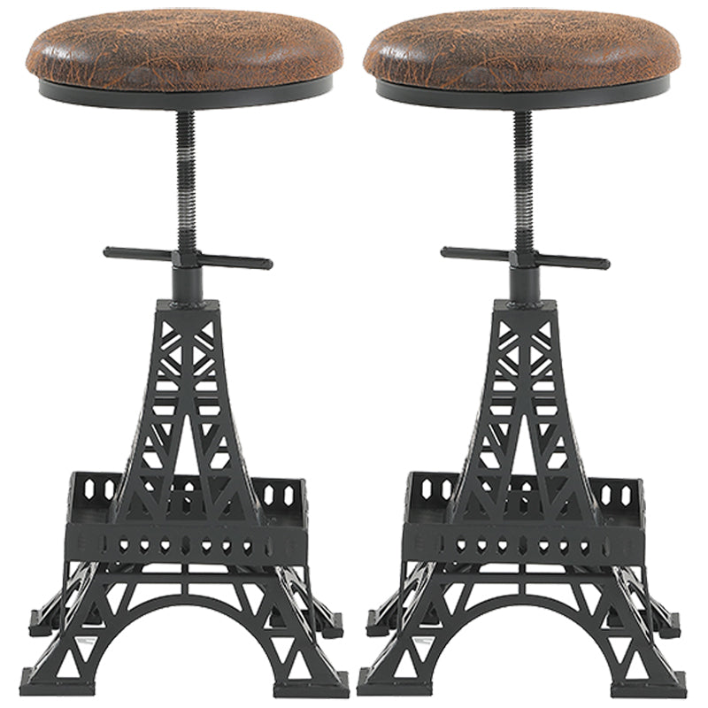 Industrial Black Iron Counter Stools Backless Indoor Bar Stool with Round Seat