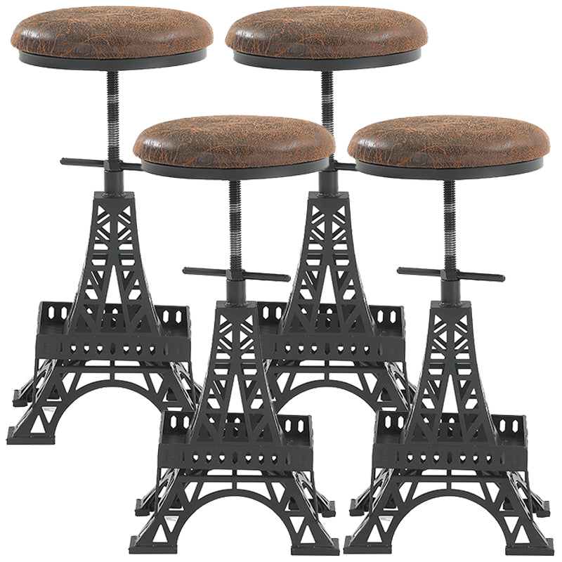 Industrial Black Iron Counter Stools Backless Indoor Bar Stool with Round Seat