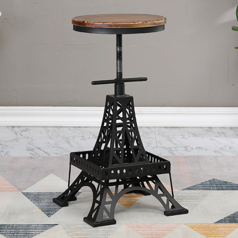 Industrial Black Iron Counter Stools Backless Indoor Bar Stool with Round Seat
