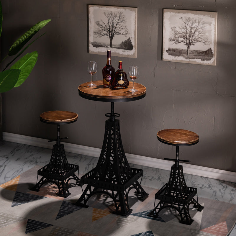 Industrial Black Iron Counter Stools Backless Indoor Bar Stool with Round Seat