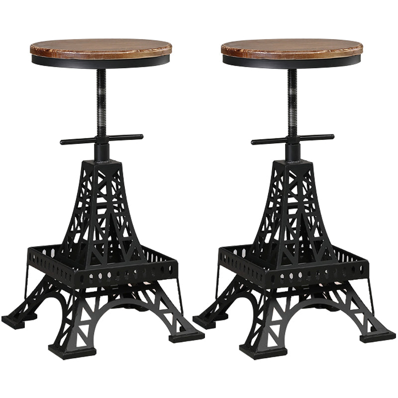 Industrial Black Iron Counter Stools Backless Indoor Bar Stool with Round Seat