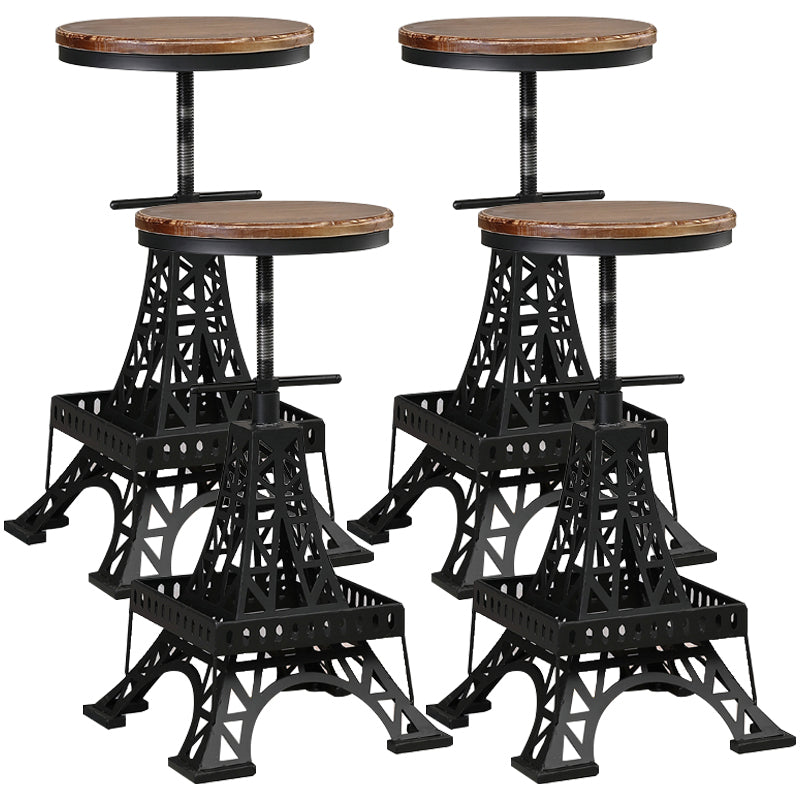 Industrial Black Iron Counter Stools Backless Indoor Bar Stool with Round Seat