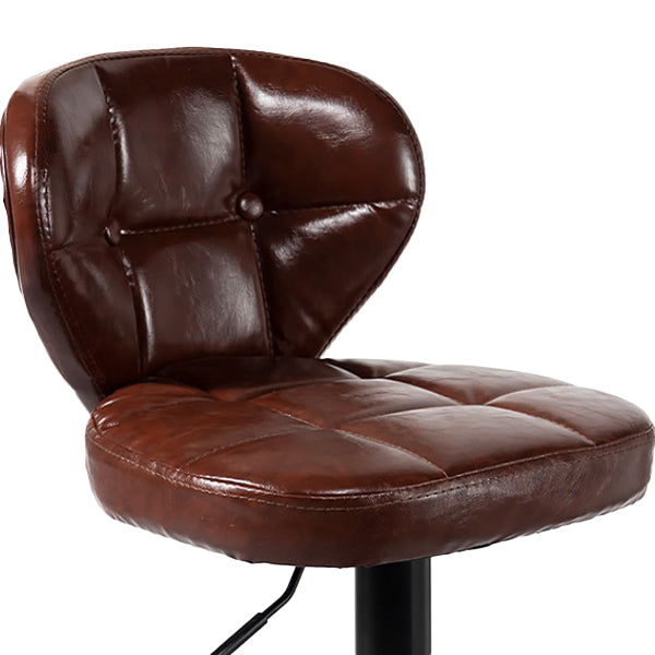 Industrial Style Leather Upholstered Barstool Adjustable Height Swivel Bar Stool