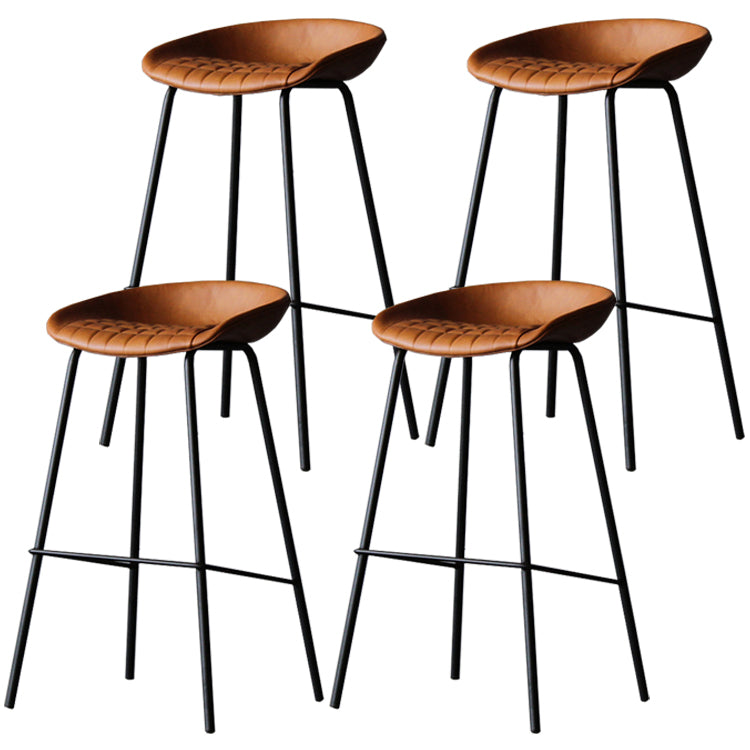 Industrial Leather Distressed Quilted Barstool Living Room Bar Stool with Bucket Seat