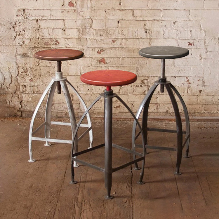 Industrial Adjustable Height Iron Bar Stool 33-inch Round Bristol Bar Stool, 1 Piece