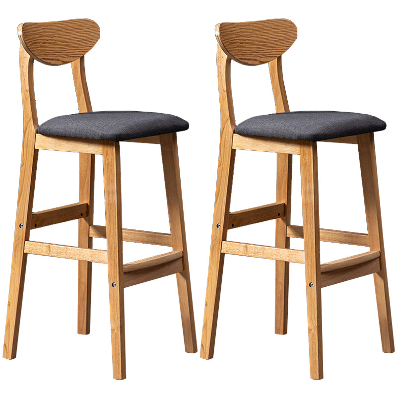 40" H Solid Wood Barstool Nordic Style Indoor Backrest Counter Stools with Cushion