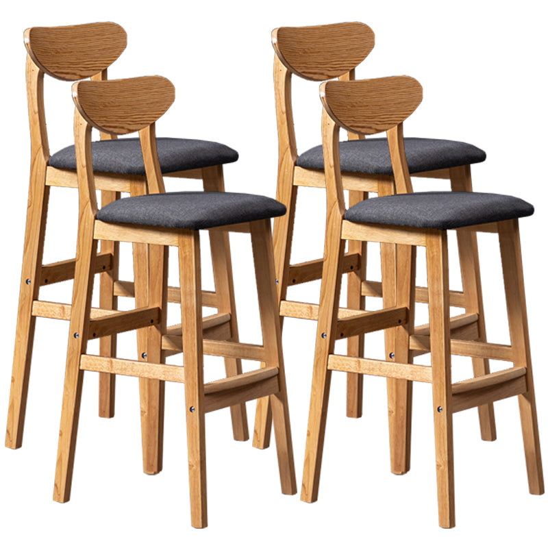 40" H Solid Wood Barstool Nordic Style Indoor Backrest Counter Stools with Cushion