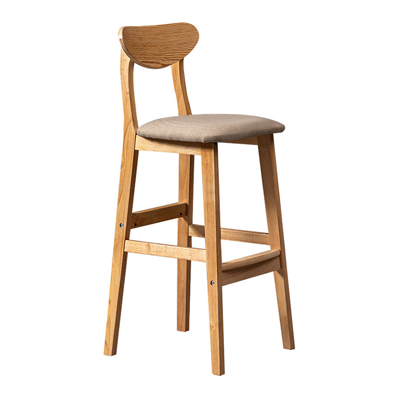 40" H Solid Wood Barstool Nordic Style Indoor Backrest Counter Stools with Cushion