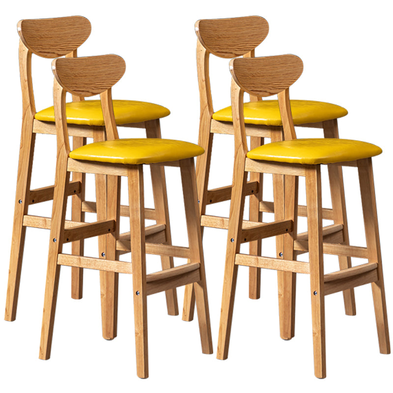 40" H Solid Wood Barstool Nordic Style Indoor Backrest Counter Stools with Cushion