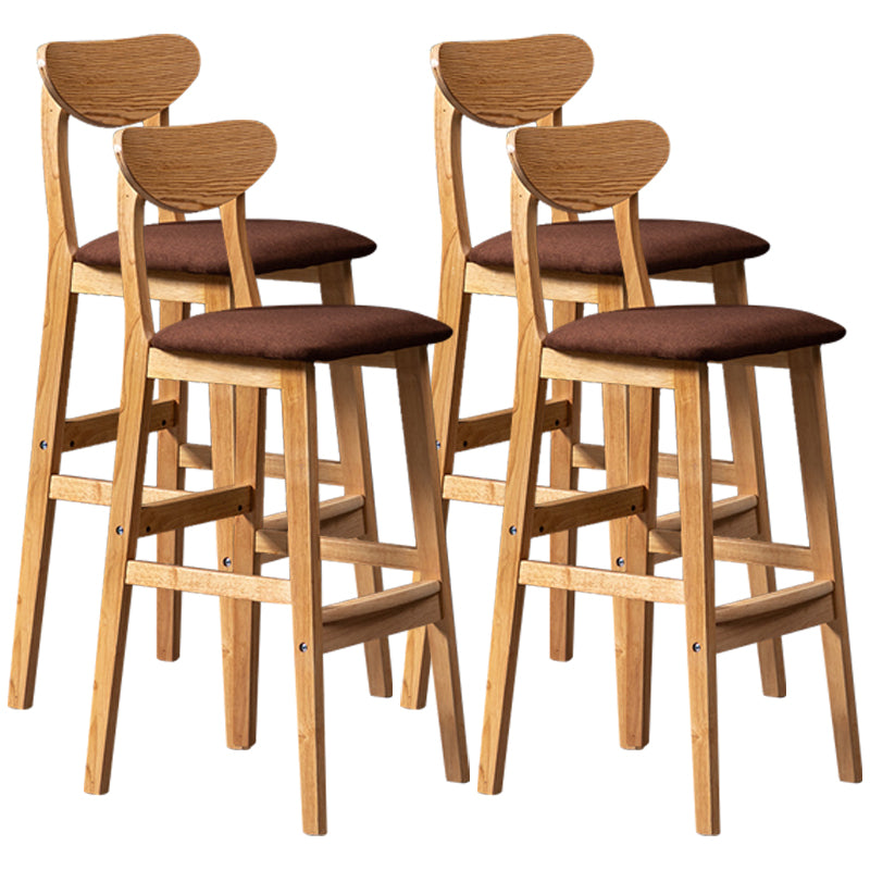 40" H Solid Wood Barstool Nordic Style Indoor Backrest Counter Stools with Cushion