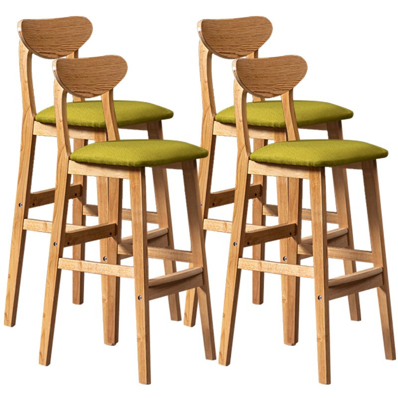 40" H Solid Wood Barstool Nordic Style Indoor Backrest Counter Stools with Cushion