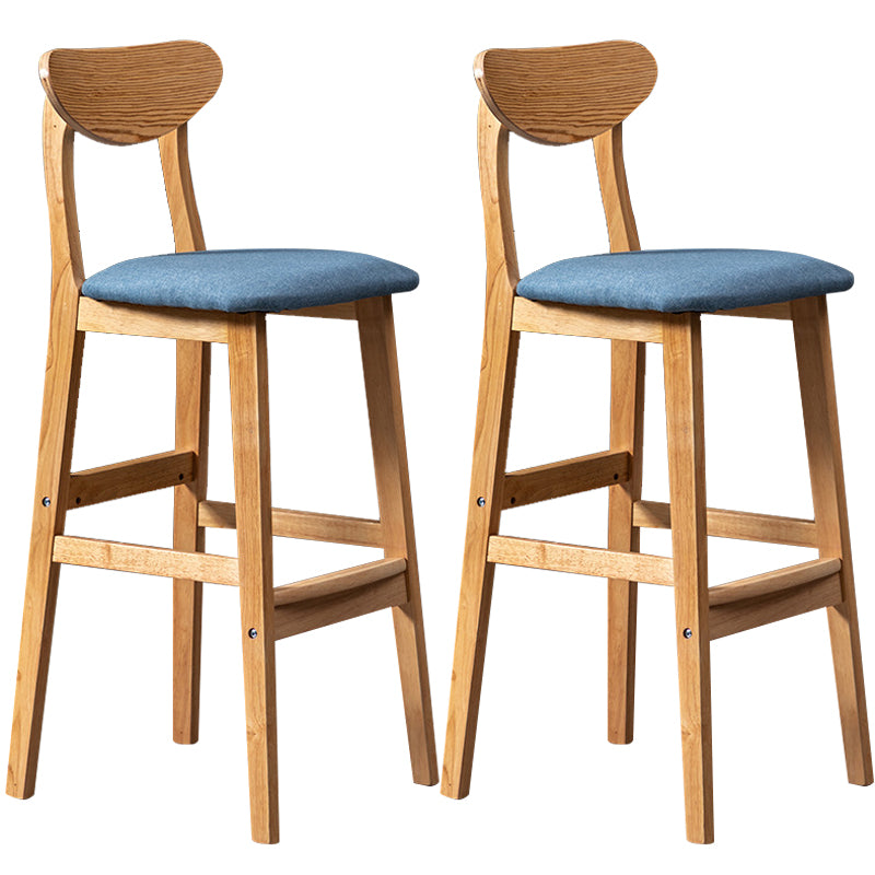 40" H Solid Wood Barstool Nordic Style Indoor Backrest Counter Stools with Cushion