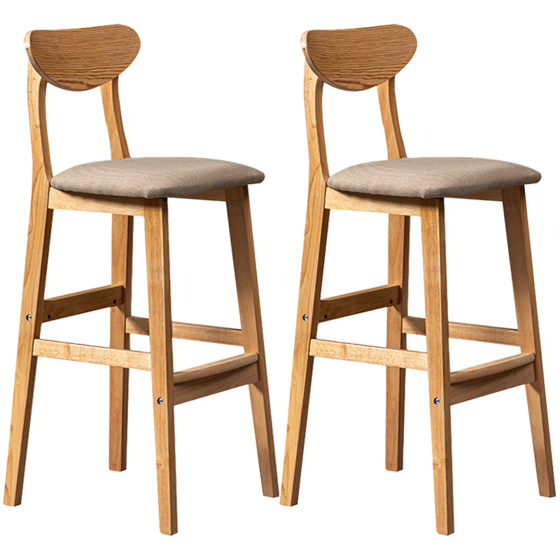 40" H Solid Wood Barstool Nordic Style Indoor Backrest Counter Stools with Cushion