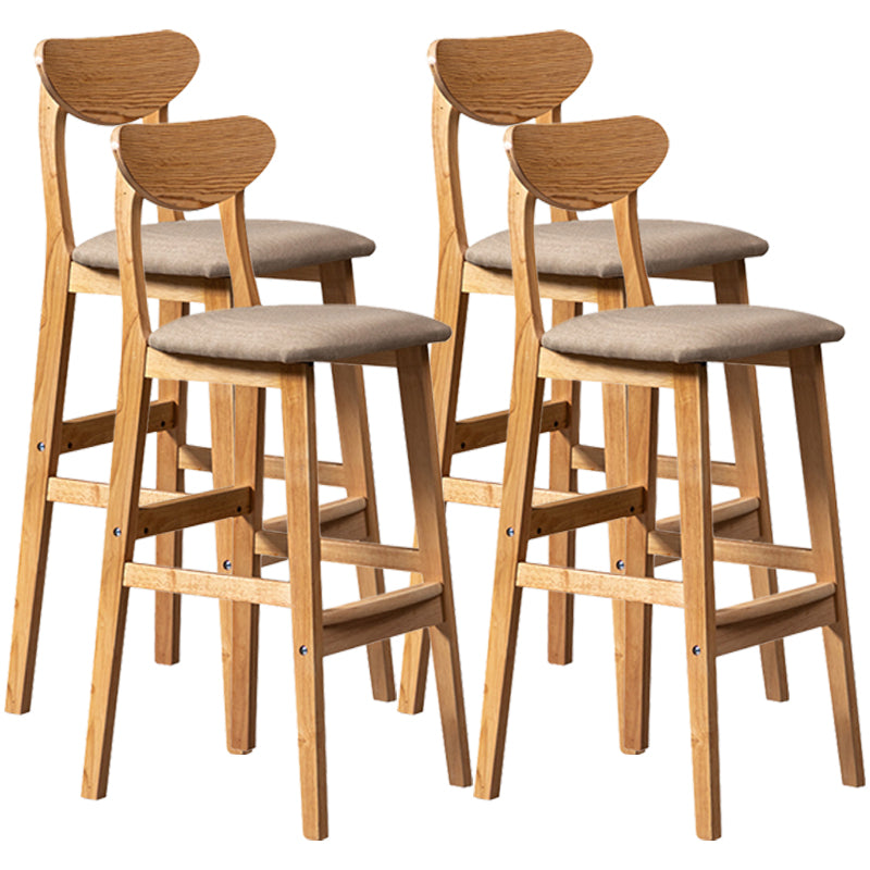 40" H Solid Wood Barstool Nordic Style Indoor Backrest Counter Stools with Cushion