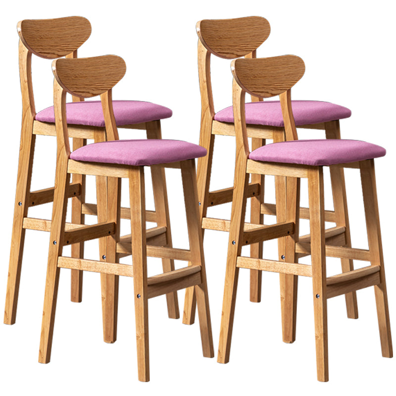 40" H Solid Wood Barstool Nordic Style Indoor Backrest Counter Stools with Cushion