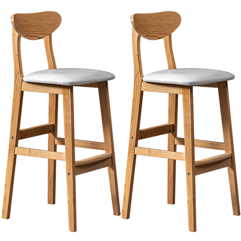 40" H Solid Wood Barstool Nordic Style Indoor Backrest Counter Stools with Cushion