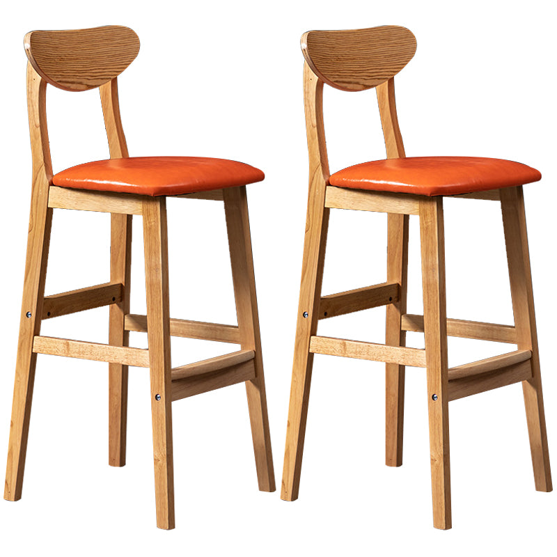 40" H Solid Wood Barstool Nordic Style Indoor Backrest Counter Stools with Cushion