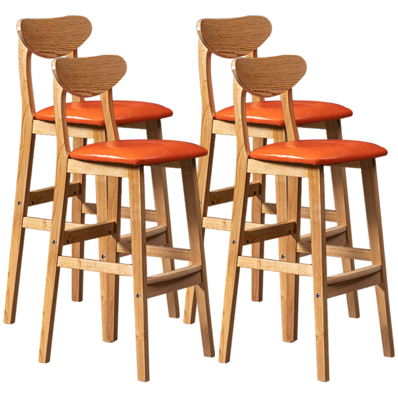 40" H Solid Wood Barstool Nordic Style Indoor Backrest Counter Stools with Cushion