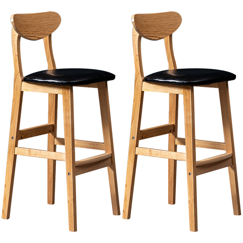 40" H Solid Wood Barstool Nordic Style Indoor Backrest Counter Stools with Cushion