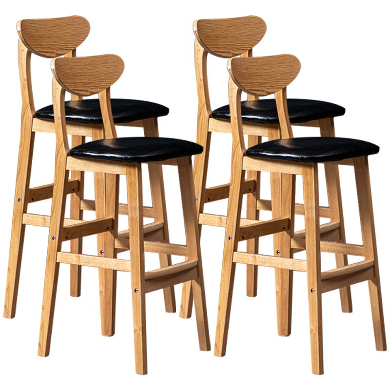 40" H Solid Wood Barstool Nordic Style Indoor Backrest Counter Stools with Cushion