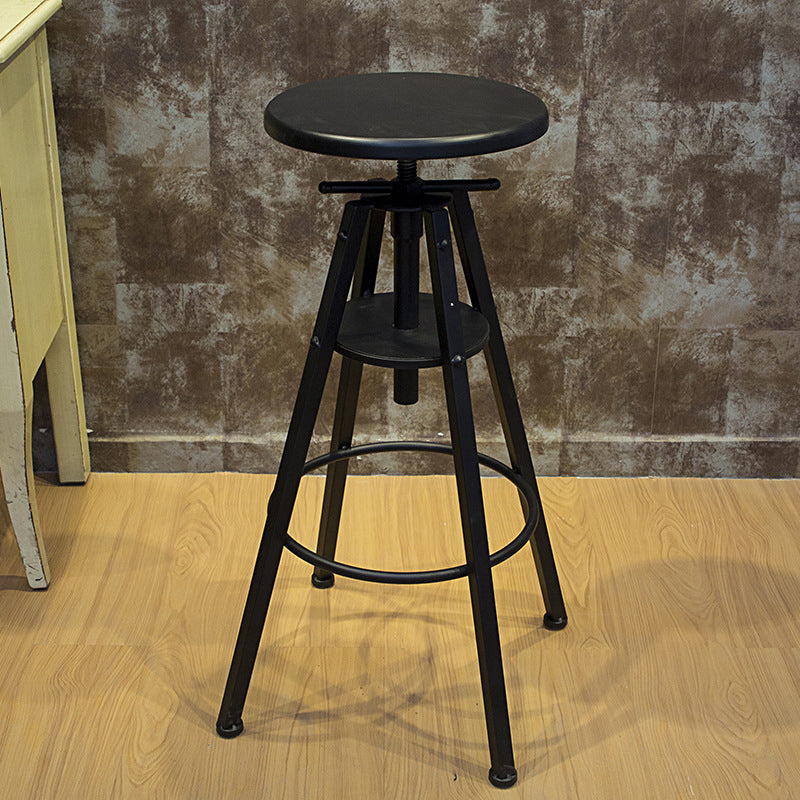 Height Adjustable Metal Barstools Industrial Style Backless Counter Stools Black