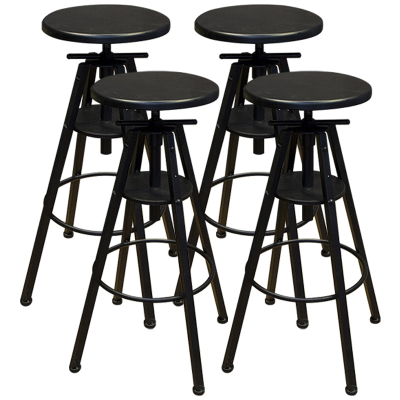 Height Adjustable Metal Barstools Industrial Style Backless Counter Stools Black