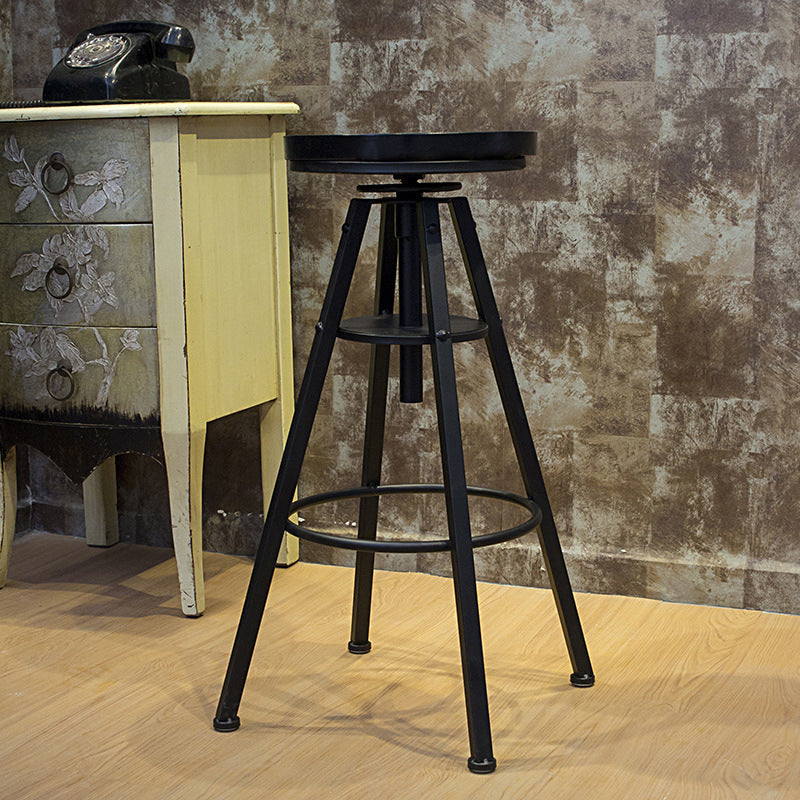 Height Adjustable Metal Barstools Industrial Style Backless Counter Stools Black