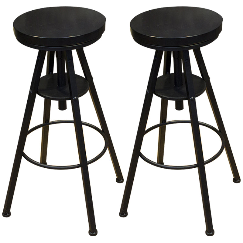 Height Adjustable Metal Barstools Industrial Style Backless Counter Stools Black