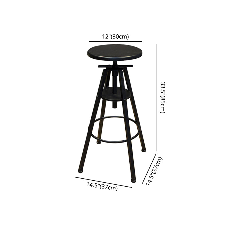 Height Adjustable Metal Barstools Industrial Style Backless Counter Stools Black